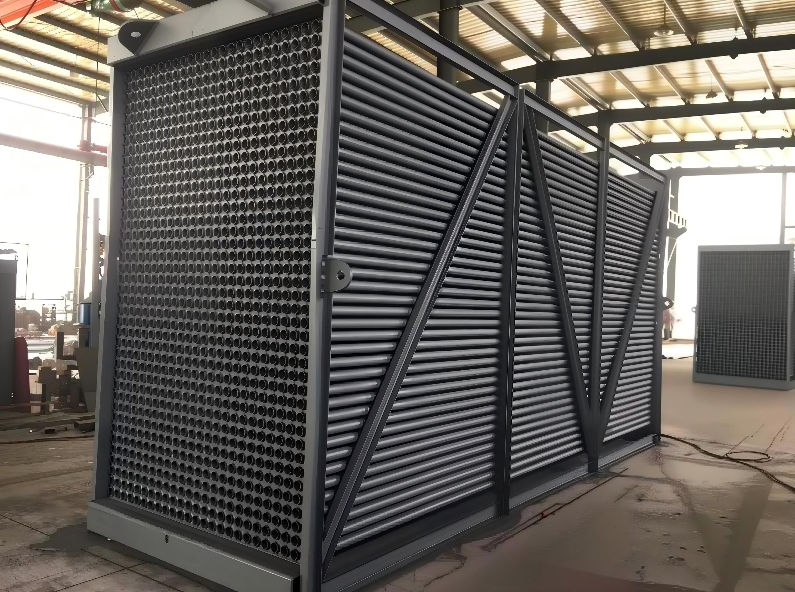 Tubular air preheater tube bundle detail